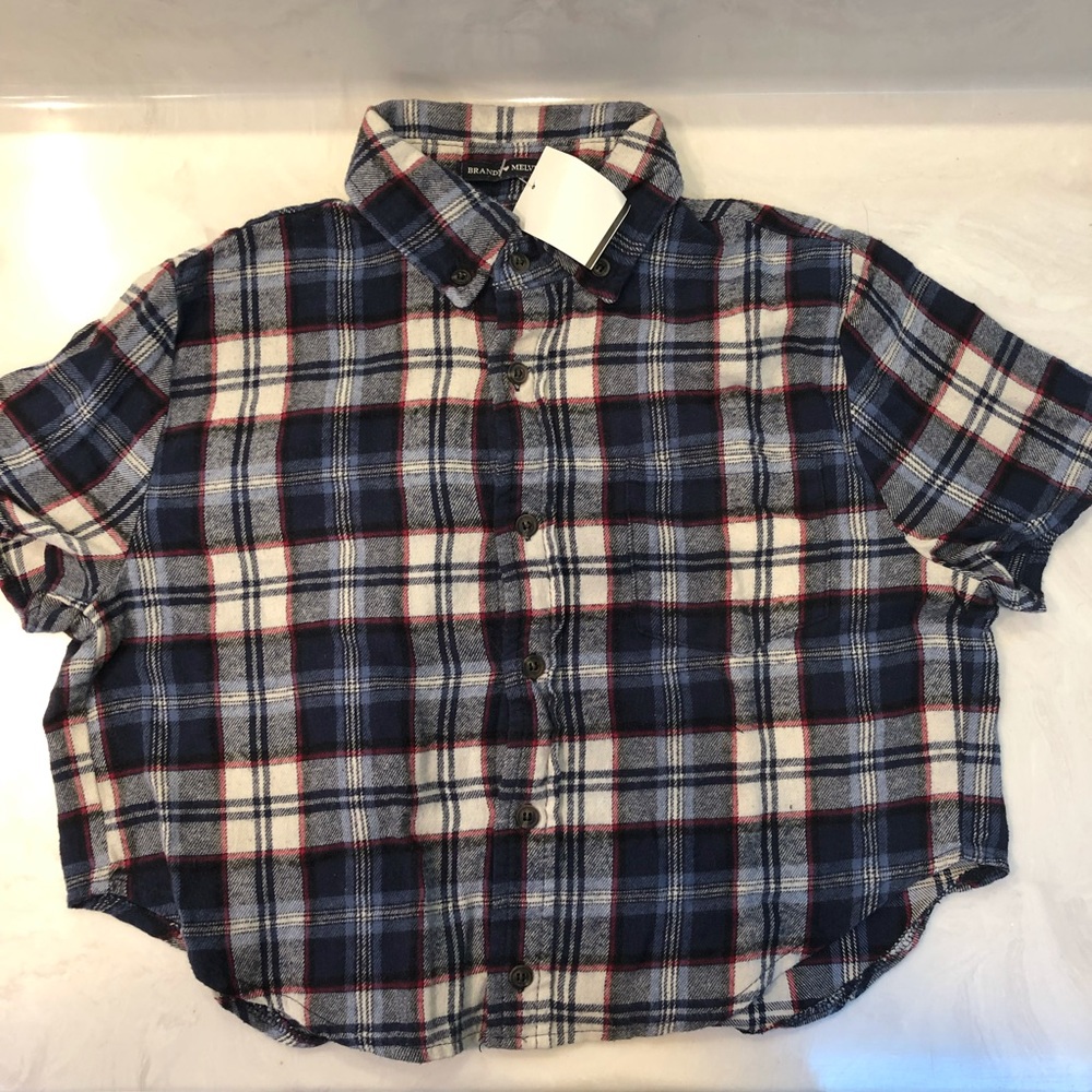 NWT Brandy Melville Plaid Button Up Collar Shirt
